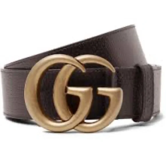Gucci Dark Brown Belt with Gold GG Emblem - Picture 1 of 3